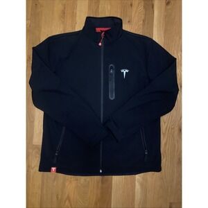 Tesla Motors Corporate Jacket Mens Large Black Softshell Fleece Lined Full Zip
